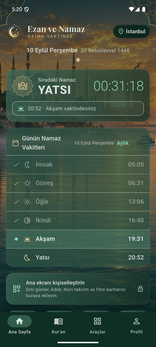 Ana sayfa ve geri sayım