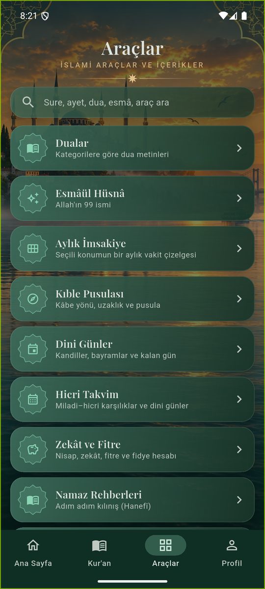 Araçlar ekranı